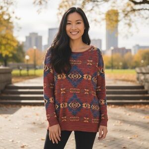 Ralph Lauren Denim & Supply Aztec Print Cotton Sweater Size S